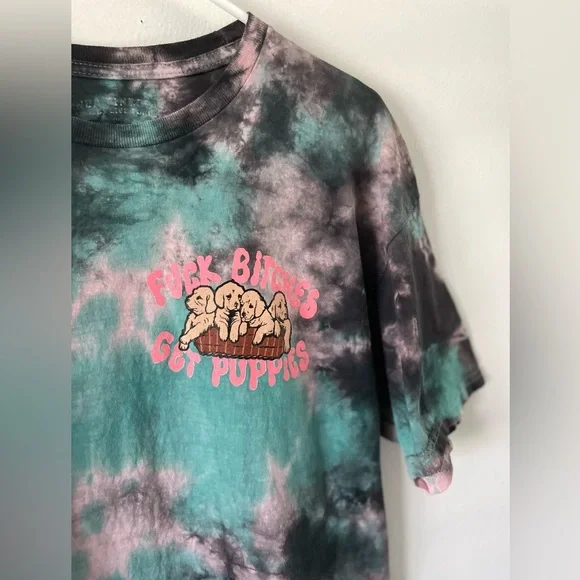 Assholes*s Live Forever Tie Dye SHIRT Mens L Fuc* Bit**s Get Puppies Skeleton - Picture 3 of 5